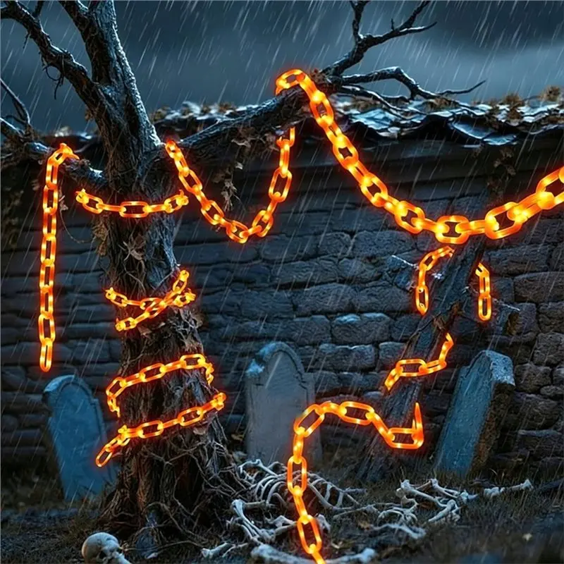 ABDJ-Plastic Halloween Solar LED Chain Lights Props Chains With 8 Lighting Modes String Light A