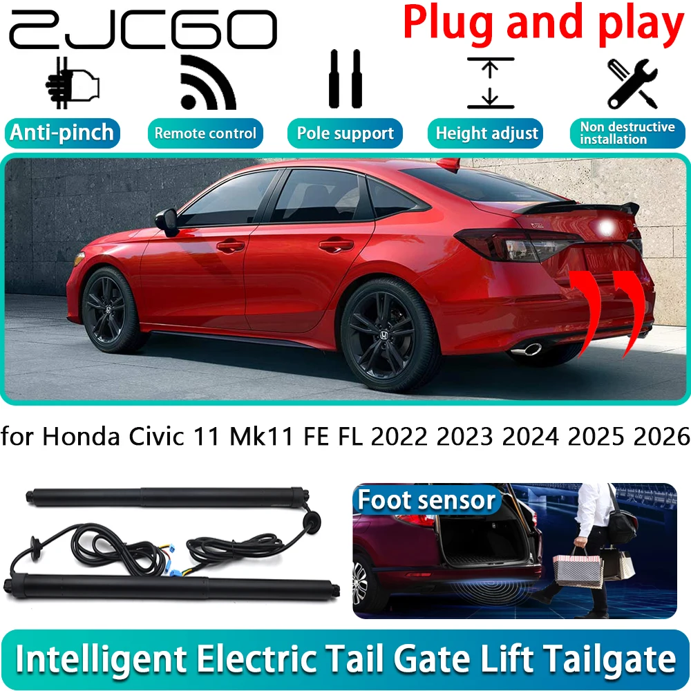 

ZJCGO for Honda Civic 11 Mk11 FE FL 2022 2023 2024 2025 2026 Electric Powered Tailgate Power Liftgate Automatic Tailgate System