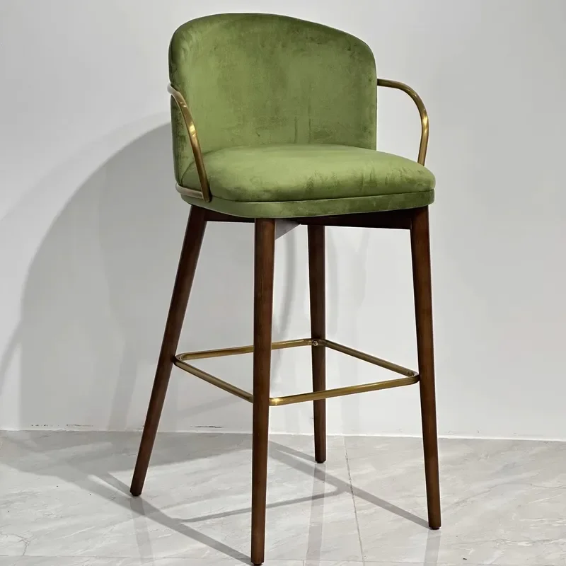 Nordic Design Light Reception High bar Chair Simple Modern Casual bar Front Desk Solid Wood Chair Island Table Chair