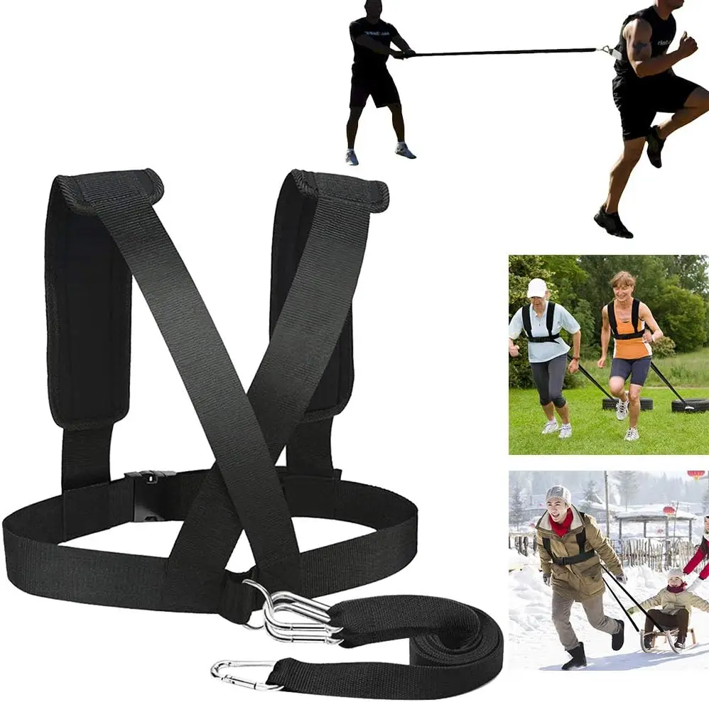 Weight Bearing Shoulder Strap, Resistance Bands Fitness Elastic Loop | Adjustable Padded Harness for Sled Tire Pulling, Resistan