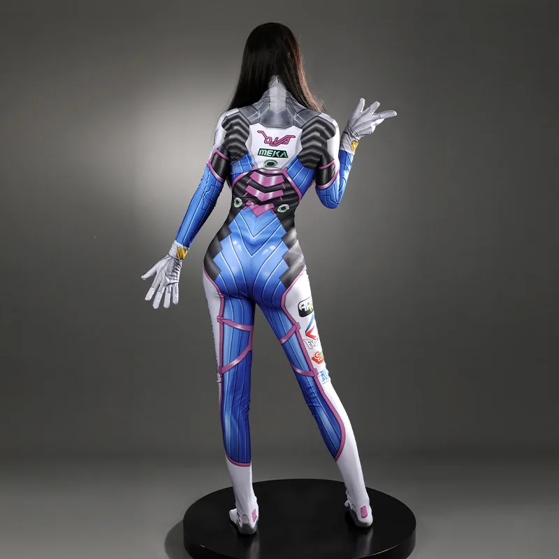 Women Dva Cosplay Complete Outfit Shooting‑Game Character Mecha‑Style Battle Bodysuit for Anime Convention Role‑Play Activity view 3