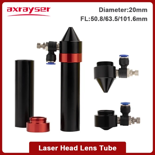 Tubo de lente con cabezal láser CO2, diámetro exterior de 25mm, boquilla de aire Dia.20 FL 38,1/50,8/63, 5/101,6mm para máquina de grabado láser CO2