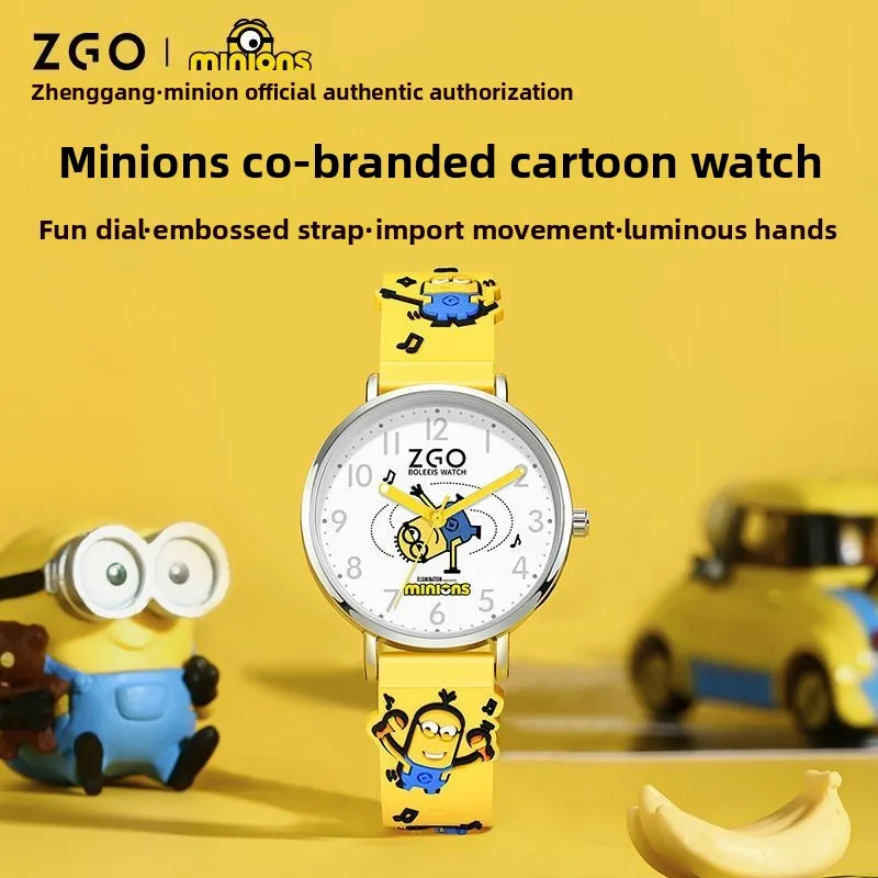 Genuine ZGO Co-branded Minions Simple Pointer Kids Quartz Watch Birthday Gifts