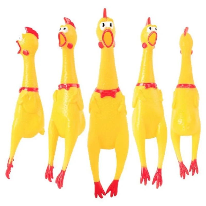 Squeaky Screaming Chicken Pet Toy Funny Molar Chew Rubber Toy Small Large DogPet Squeaker Chew Toys Funny Chicken Puppy view 4