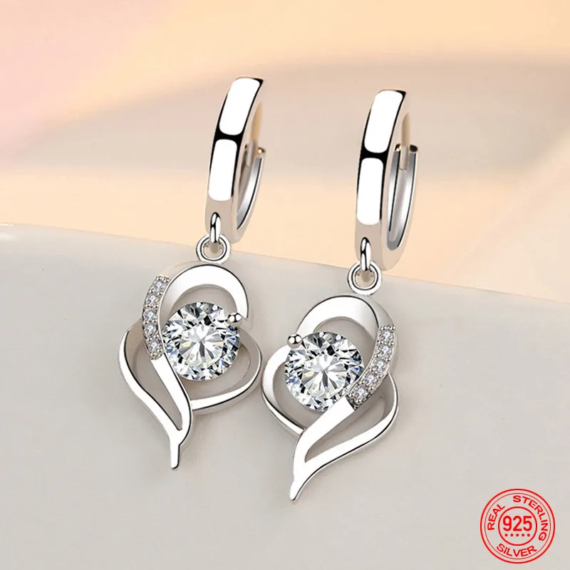 

925 Sterling Silver Crystal Zircon Earring For Women Fashion Jewelry Gifts