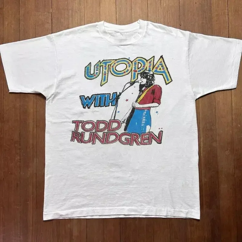 Todd Rundgren With Utopia White  T shirt Full Size S 5XL
