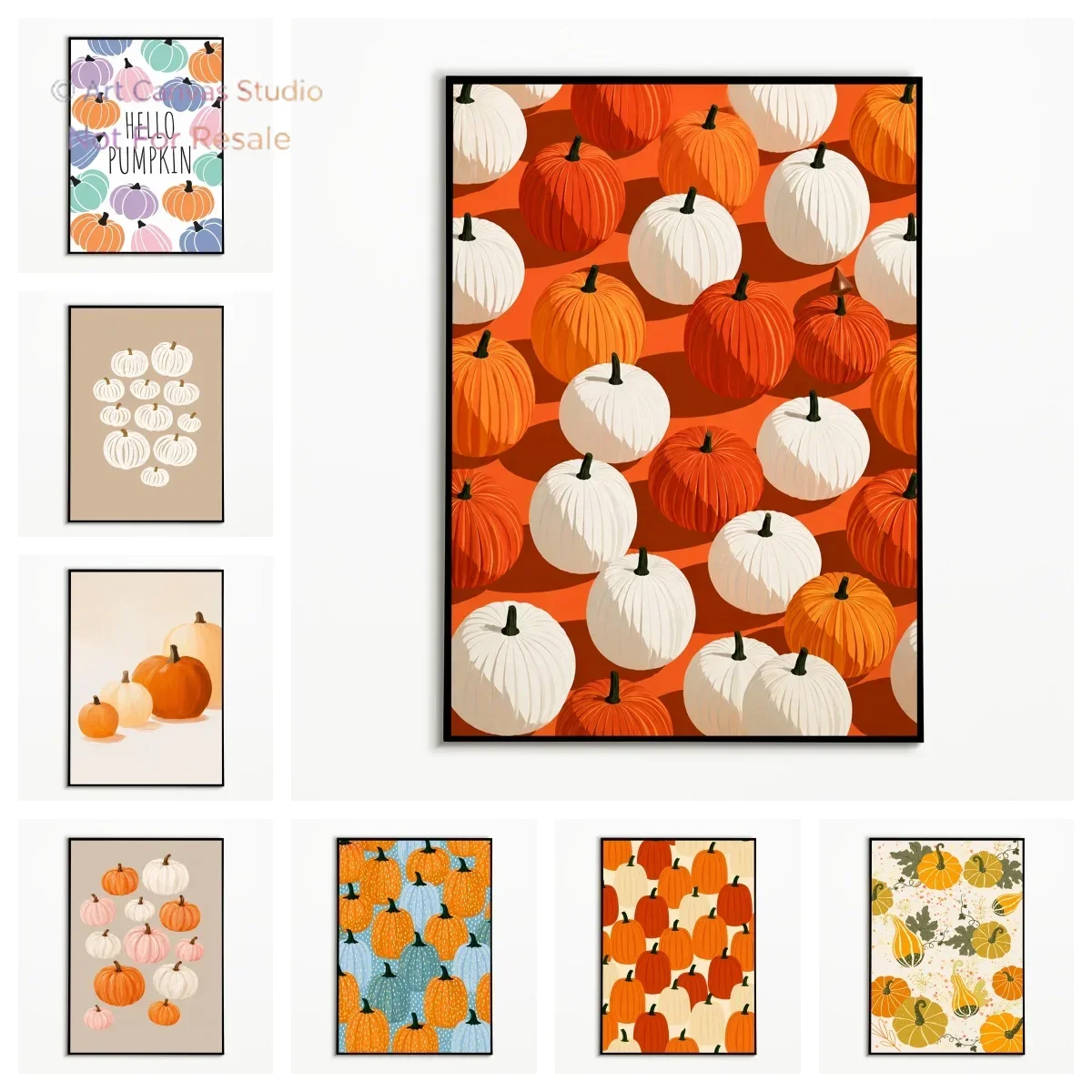 1PC Nordic Harvest Pumpkins Poster Autumn Halloween Wall Art Thanksgiving Day Canvas Printing Festival Gift Fall Room Decor2027