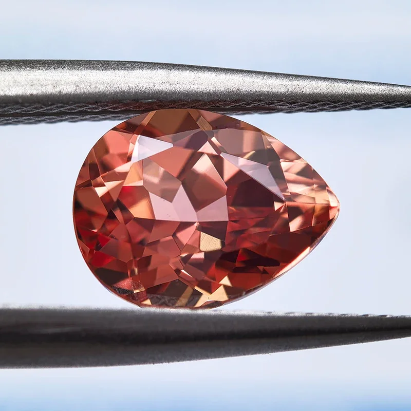 Lab Grown Sapphire Sunset Orange Color Pear Shaped VVS1 Charms DIY Ring Necklace Earrings Main Materials  with AGL Certificate