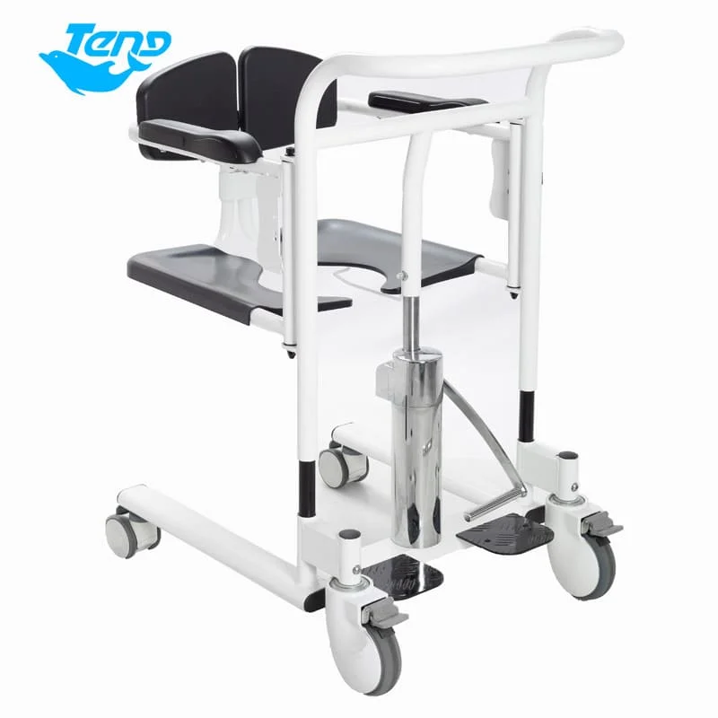 

New Disabled Patient Lifting Nursing Commode Chair Manual Patient Transfer Lift Chair with Wheel