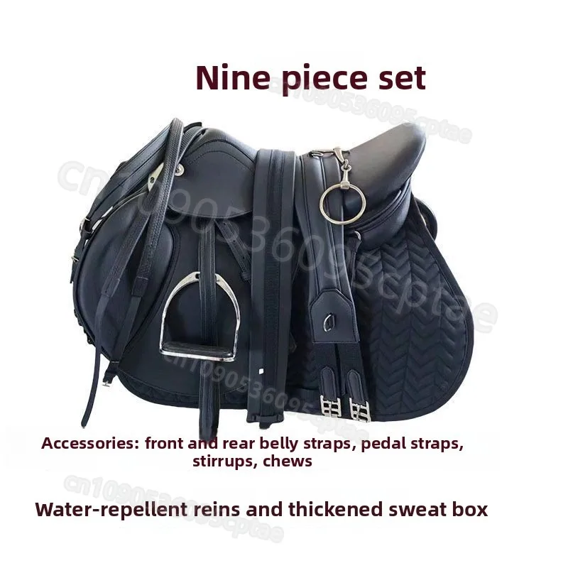 All Purpose Saddle English Saddle Full Set Microfiber Double Jumping Training, Equestrian Tack Outdoor Riding Cross Country