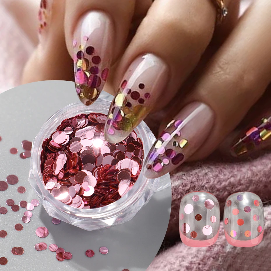 4 cores preto branco bolinhas arte do prego lantejoulas doce rosa circular encantos para unhas brilhantes lantejoulas diy manicure decoração