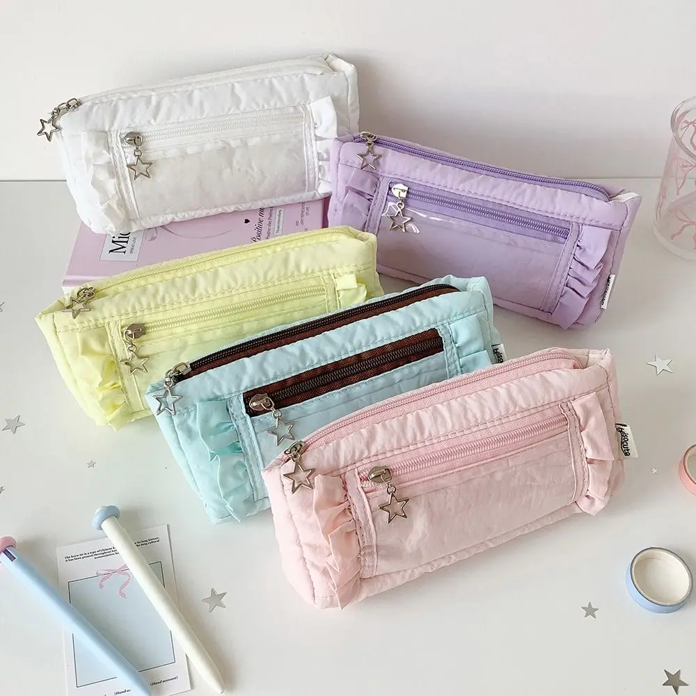 Pen Bag Transparent window Pencil Case Large Capacity multi-functional Storage Badge Display Stationery Pouch Office School