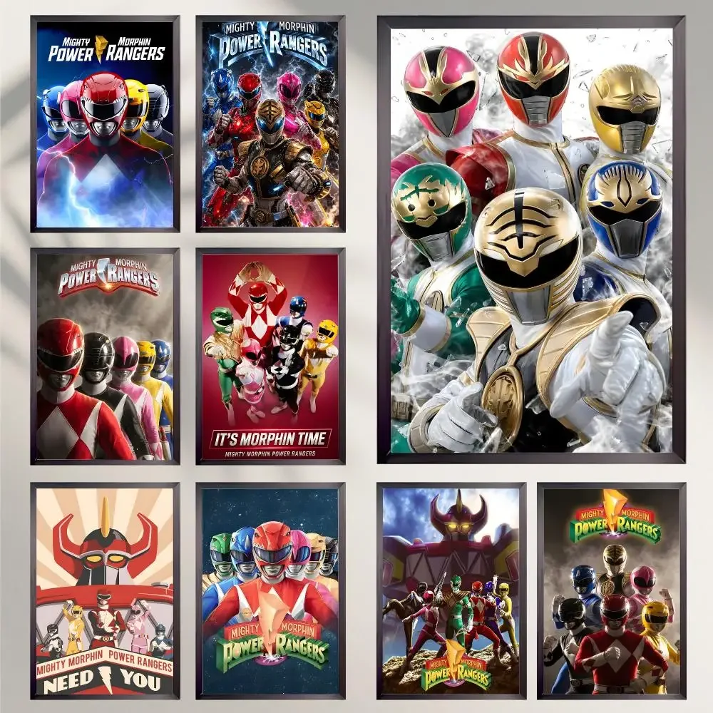 cartoon Mighty Morphin Power Rangers HD Self Adhesive Art Print Waterproof Wall Decor for Bedroom Living Room Decor Gift
