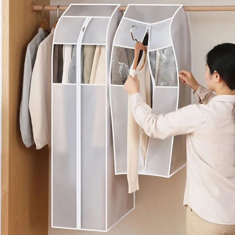 

Полупрозрачная трехмерная подвесная сумка для дома, вместительный пуховик для пальто, костюма, пылезащитный влагостойкий подвесной мешок