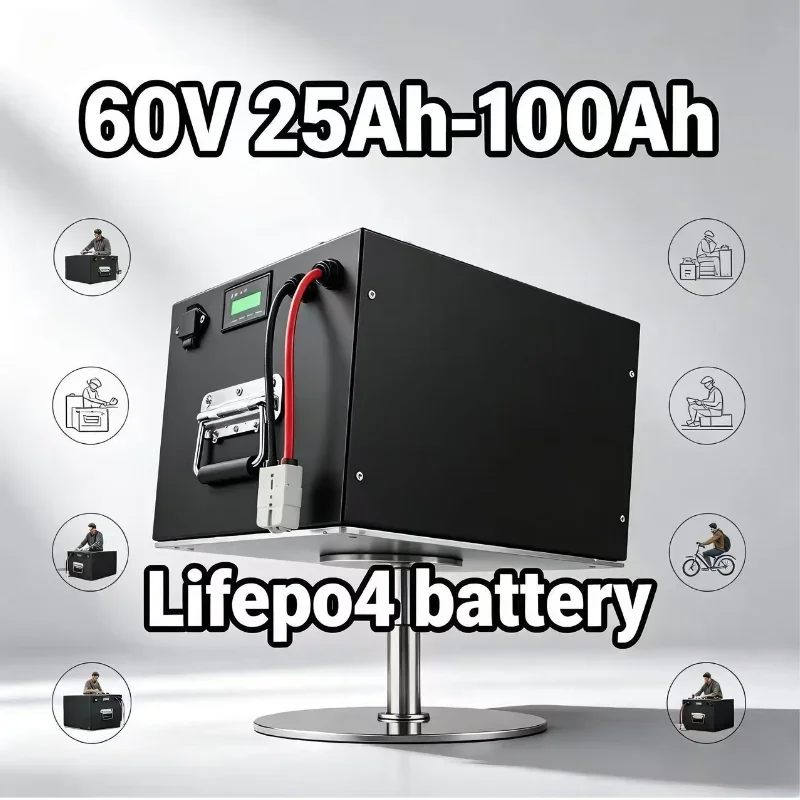 60V LiFePO4 Lithium Battery 30Ah-150Ah Full Range, Built-in Bluetooth APP Smart BMS, Real-Time Monitor Manage Optimize Power, De