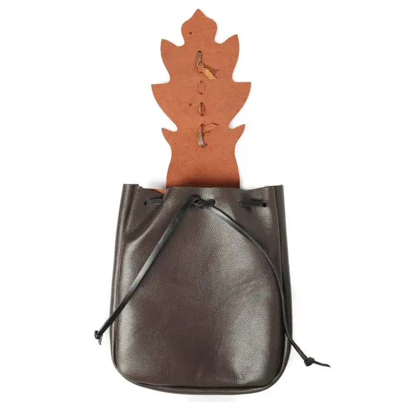 DAZCOS PU Leather Medieval Drawstring Belt Pouch Renaissance Retro Waist Bag Coin Purse for LARP Viking Pirate Gothic Accessory