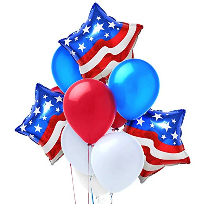 

1set 12inch Latex Balloon American National Day USA Red Blue Star Ball Party Balloons 74 Birthday Party Decoration Air Globos