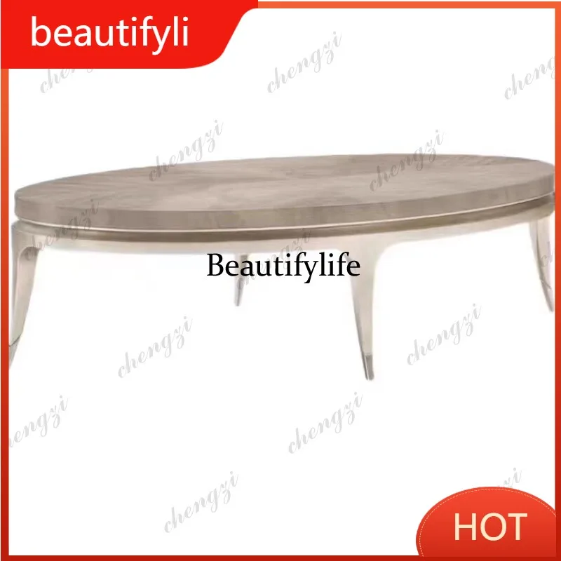 A139 American light luxury solid wood coffee table TV cabinet combination living room oval coffee table small apartment tea tabl