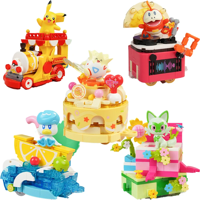 

Anime Kawaii Cartoon Pokemon Party Parade Pikachu Assembled Building Block Toys Sprigatito Ornament Model Birthday Gift
