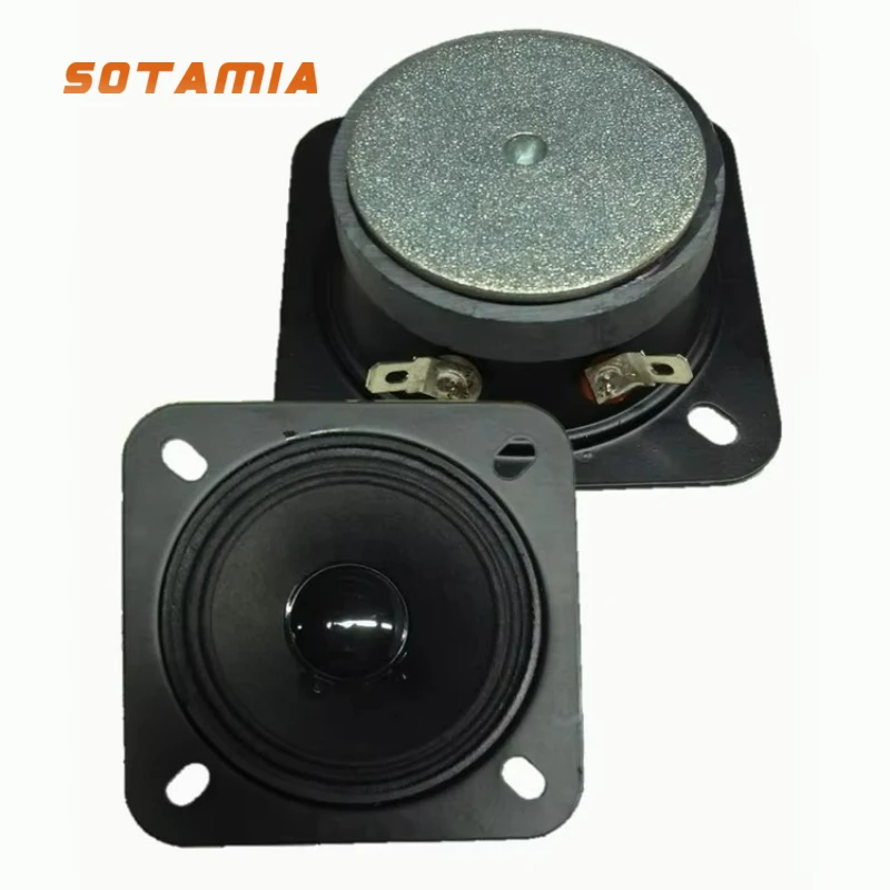 SOTAMIA 2pcs 3 Inch 75mm Square Paper Cone Tweeter Audio Speaker 8 Ohm 5W Karaoke Driver Playground Outdoor Speaker