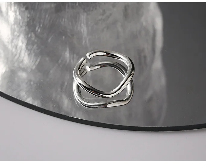 Offene Ringe aus 925er-Sterlingsilber mit gewellter Linie für Damen und Herren, eleganter Luxus-Schmuck, Accessoires, Großhandel mit Schmuck – Detail 3