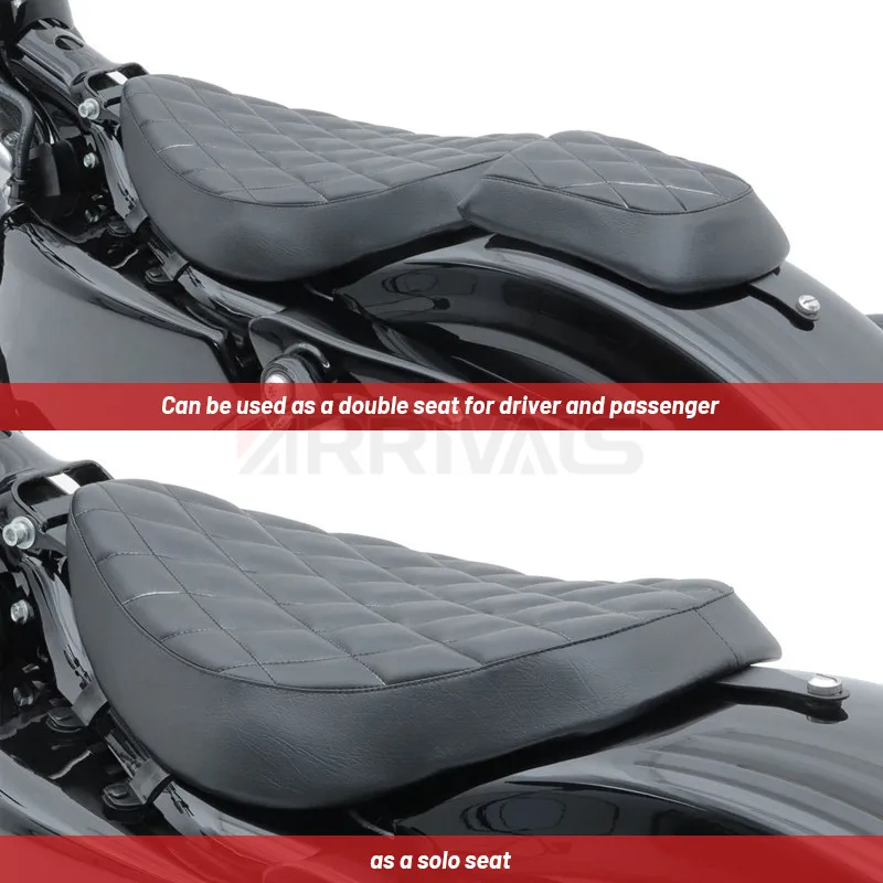 Black Motorcycle Two-up Seat Solo Driver Passenger Seat Cushion Cover For Harley Sportster XL 48 883 1200 2004-2018