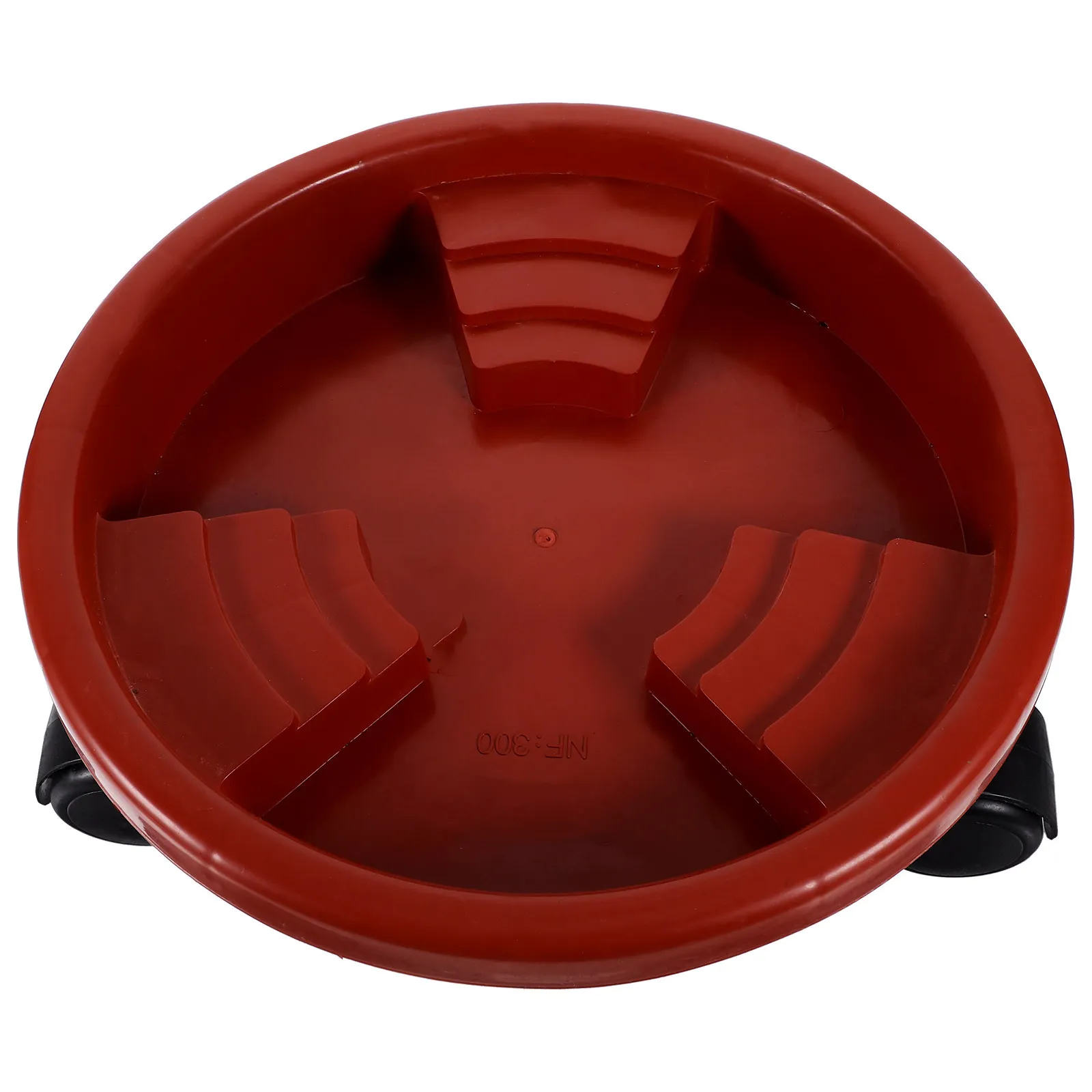 Round Resin Plant Stand Caddies Red 30Cm Diameter Non-Slip Thickened Flower Pot Base Tray Saucer with 360 Rotating Casters