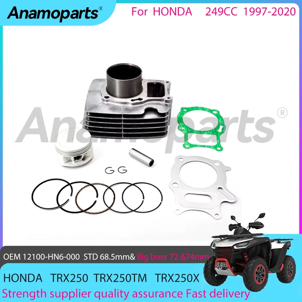 Std 68.5Mm Motor Cilinder Zuiger Pakking Krukas Revisie Kitfor 1997-2020 Honda Recon Sportrax Trx250x 12100-hn6-000