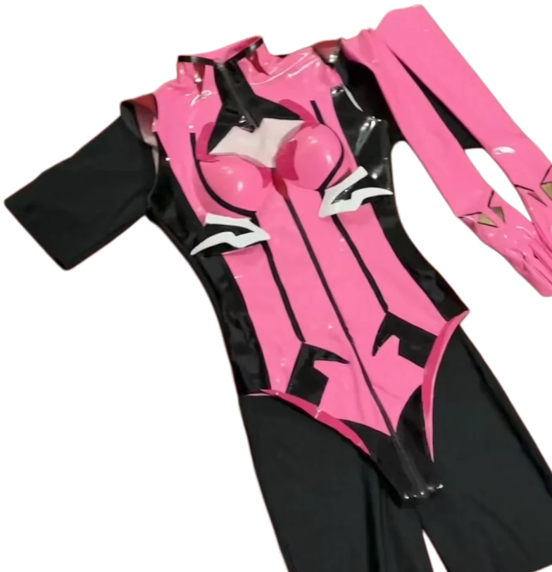 Natural rubber women's shirt, black and red latex jacket, front zipper, handmade latex jacket LaTeX