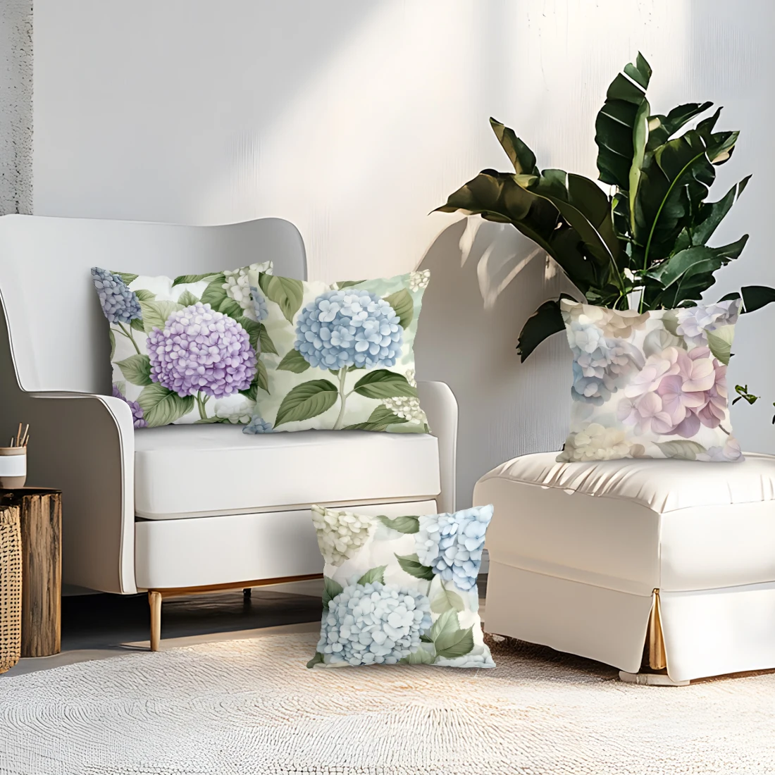 

Hydrangea Cushion Pillowcase Printed Polyester 45x45cm Throw Pillowcover Decorative Sofa Cushion Pillowslip Home Decor