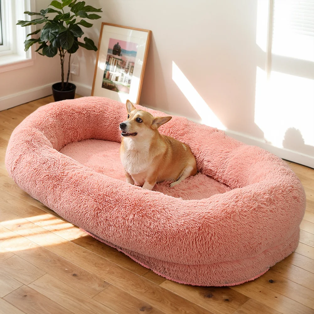 

Giant Human Dog Bed Orthopedic Design Adult Nap Bed Removable Cover Kennel Plush Beds Dog Cats Cushion Home Pet Accessories