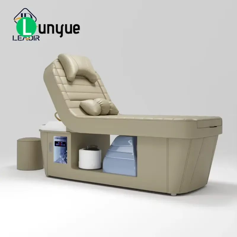 Professional Electric Hair Shampoo Bed with Water Circulation Heater for Barber Shop Head Physiotherapy Integrated Beauty
