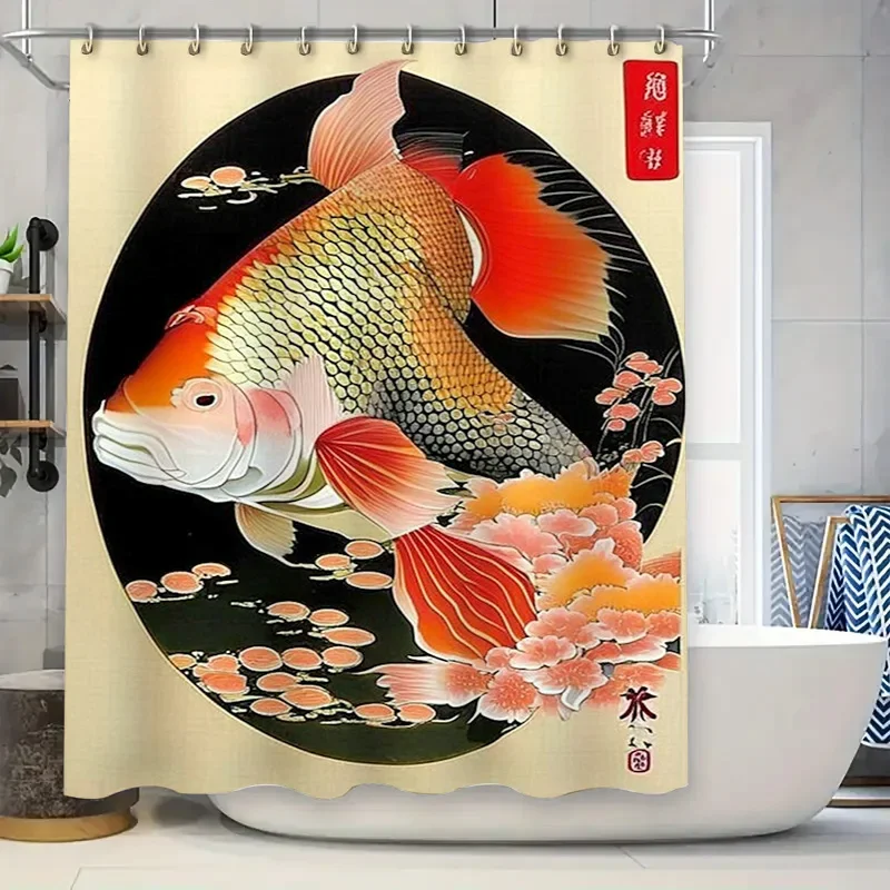 

Декоративная занавеска для душа с рыбой, декор для ванны с принтом премиум-класса и цветами белой орхидеи для расслабляющего спа-центру