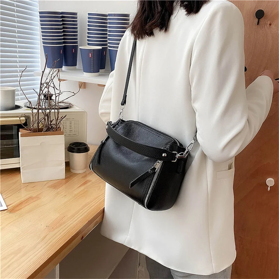 New Genuine Leather Handbags 2024 Fashion Solid Color Women Shoulder Crossbody Bags Designer Casual Messenger Handbag Sac A Main