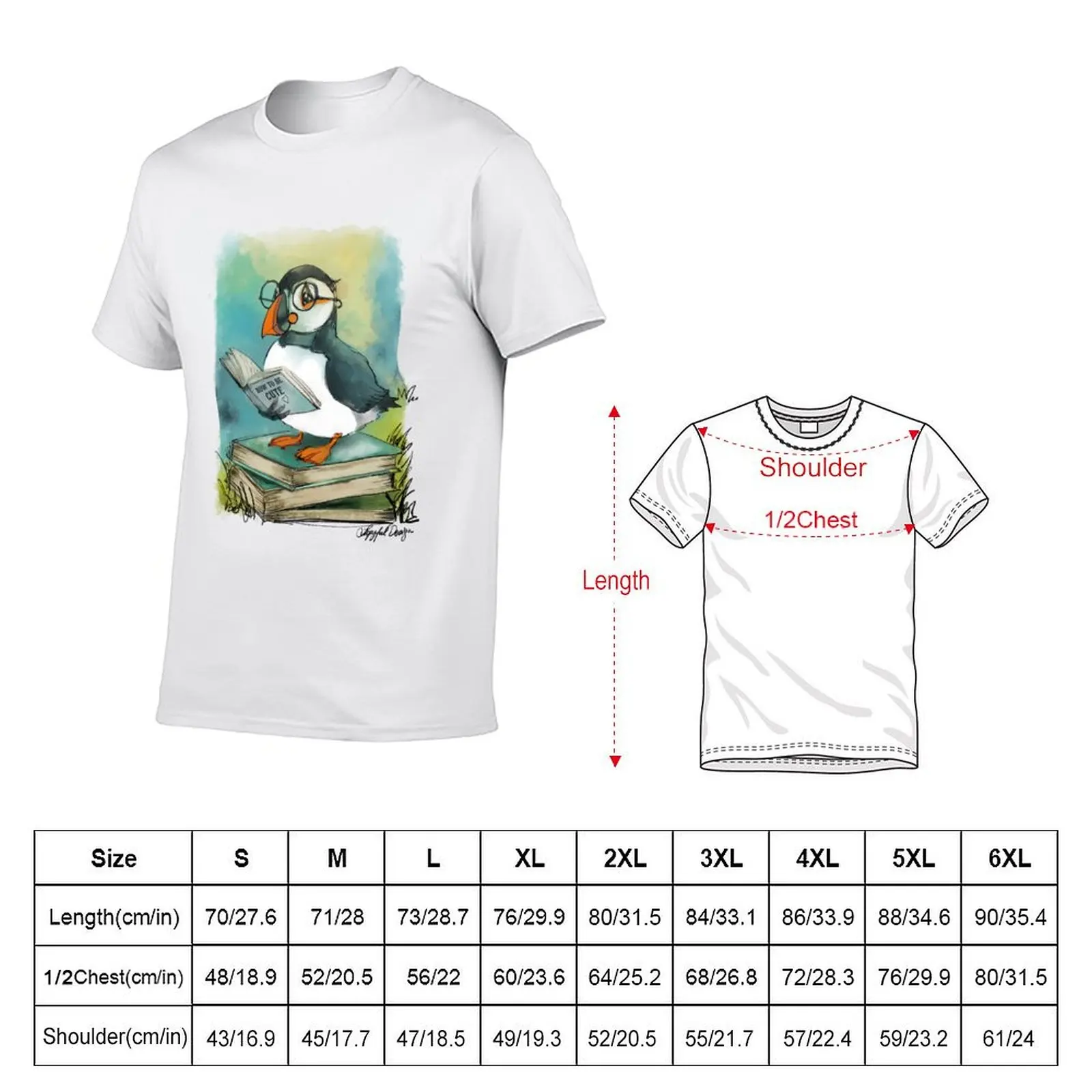 Puffins learning How to be Cute T-Shirt Plus Size Summer Casual T-Shirt