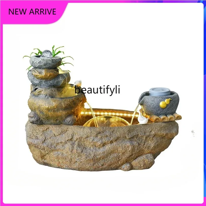 A4567 Garden living room bamboo row pottery pot flowing water ornament makes a fortune floor landscape fountain fish tank landsc