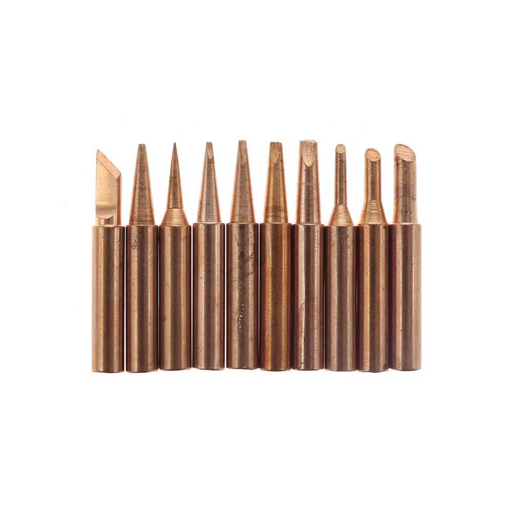10pcs Soldering Iron Tip Pure Copper 900M Soldering Iron Head Set Inside Hot Bare Copper Electric Soldering Iron Welding Tools
