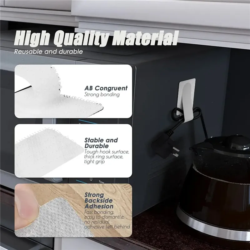 재사용 가능한 케이블 타이 고정 와이어 정리함 코드 로프 거치대, 자체 접착 조정 가능한 코드 정리함 스트랩, 책상 관리