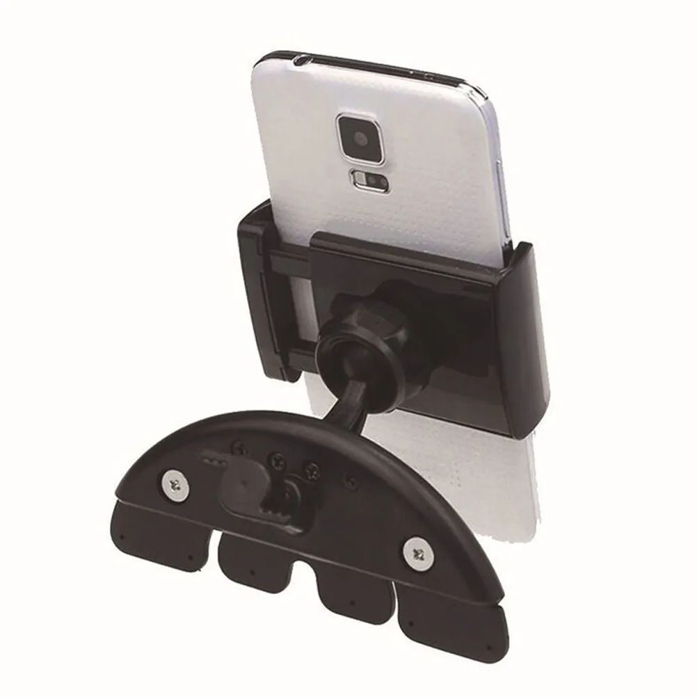 Cd Port Car Phone Holder Universal Mount for Navigation Easy Install No Damage Sturdy Structure Wide Viewing Angle Black