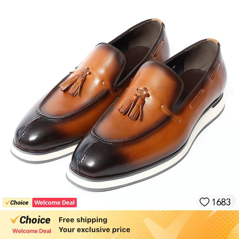 Elegant Casual Men\'s Autumn Sneakers Natural Genuine Leather Top Grade Luxury Shoes Fashion 2024 Daily Party Lace-up Flats Shoes