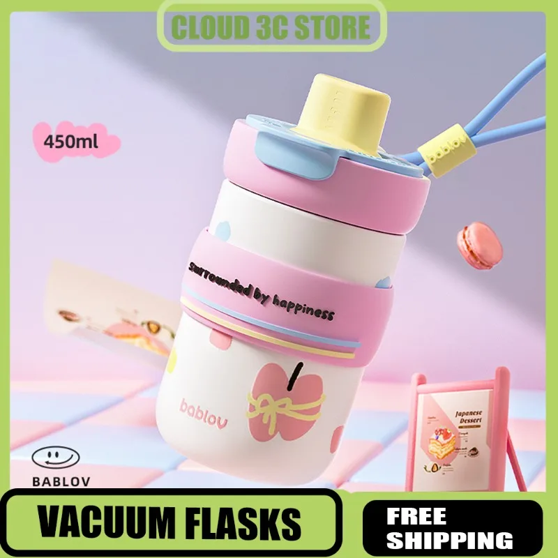 

Бутылки-термос Bablov 450 мл с соломенным керамическим вкладышем, изолированная чашка для воды, герметичная кружка для кофе, чая, вакуумная чашка для сохранения горячей и холодной воды