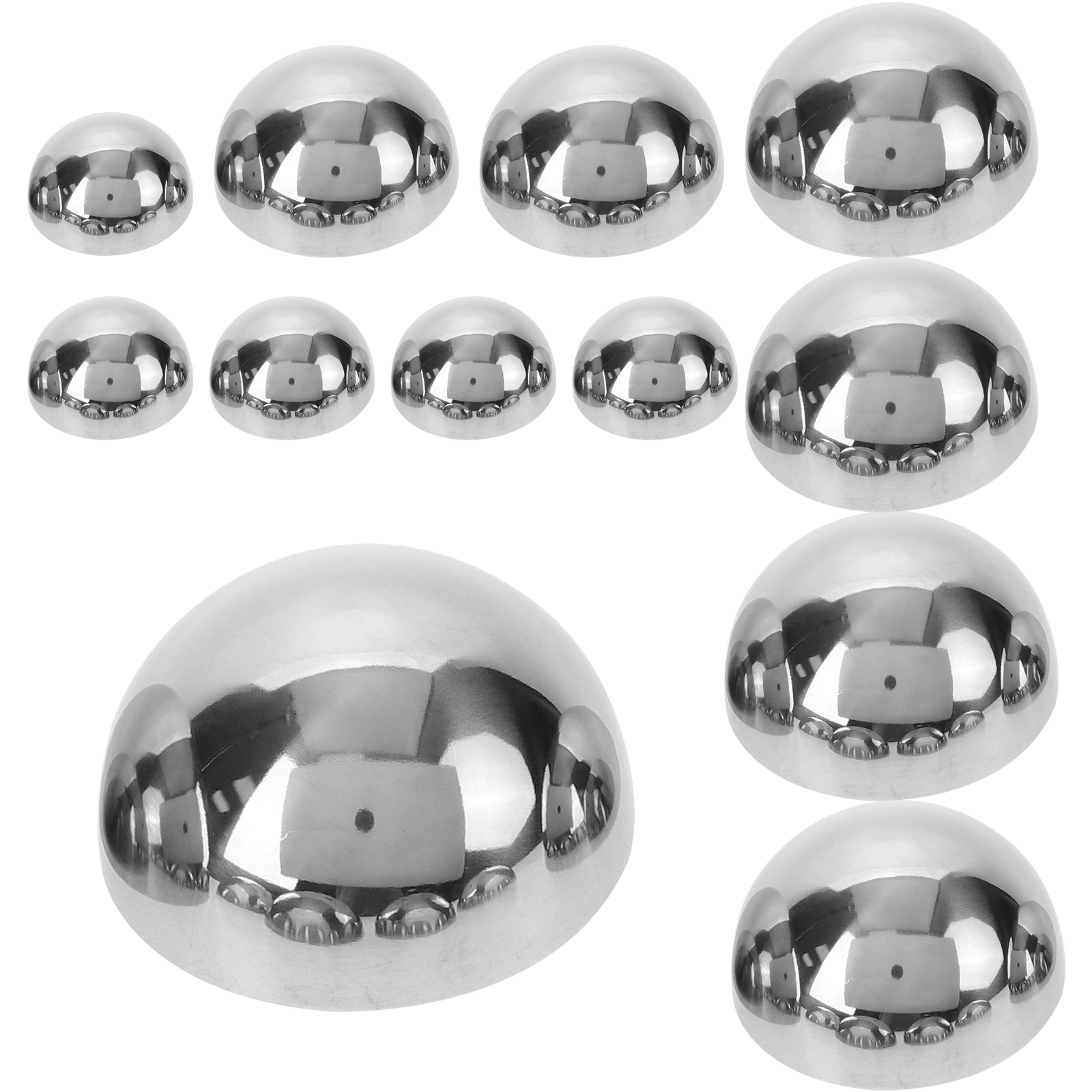 

12 Pcs Garden Hemisphere Stainless Steel Decorative Balls Globes Decorate Silver