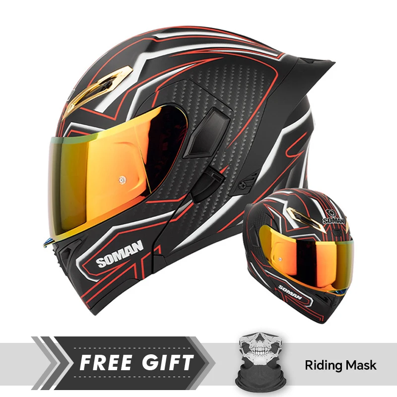 

Motorcycle Full Face Helmets Quick Release Buckle Detachable Lining Ventilation Filp-Up Helmet With Sun Visor Modular helm