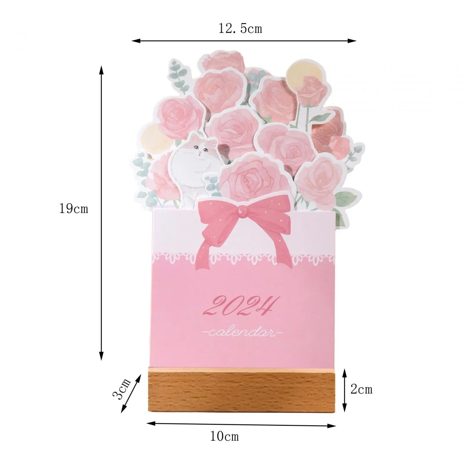 

2024 Desk Calendar Monthly Desktop Calendar with Wooden Bases New Year Ornaments Daily Planner Calendar for Bedroom Home Desk