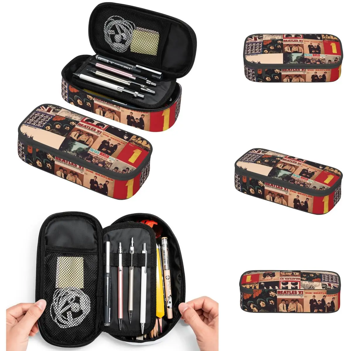 Harajuku The Beatle Memebers Art Pencil Cases Large Capacity Pen Bags Pen Box Pencil Pouch For Boys Girls Students School Office