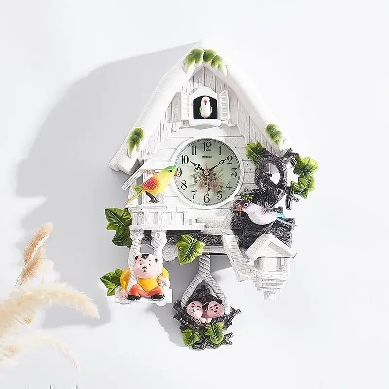 Cuckoo home wall clock chimes on the hour living room clock Voice-activated children's European Cuckoo clock