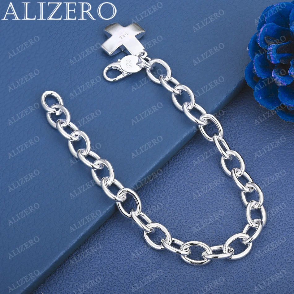 

Браслеты ALIZERO из стерлингового серебра 925 пробы с маленьким крестиком для женщин и мужчин, модные украшения для свадеб, банкетов, вечеринок, подарочные браслеты-шармы.