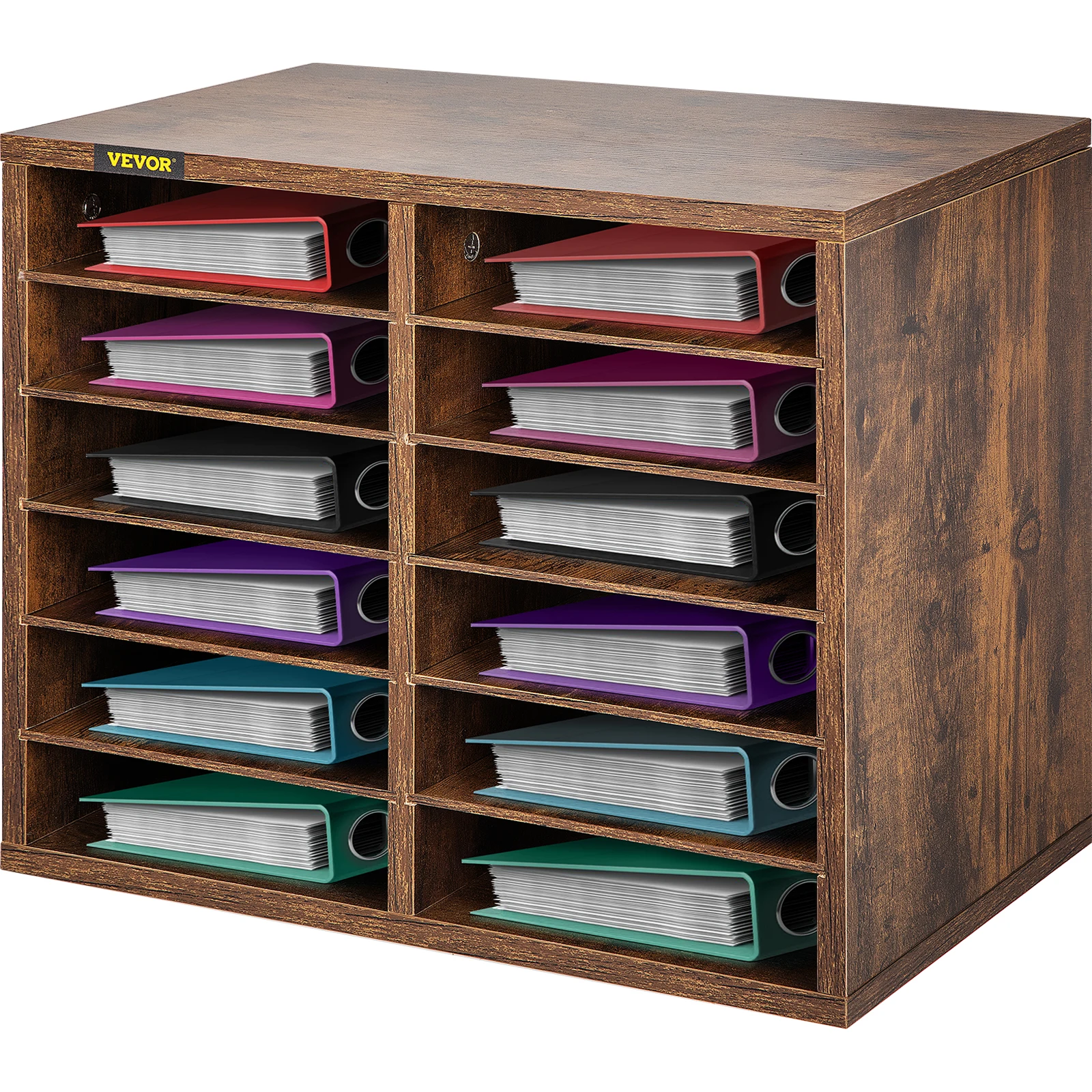 VEVOR Wood Literature Organizer Adjustable Shelves Medium Density Files Documents Papers Magazines Storage for Office School