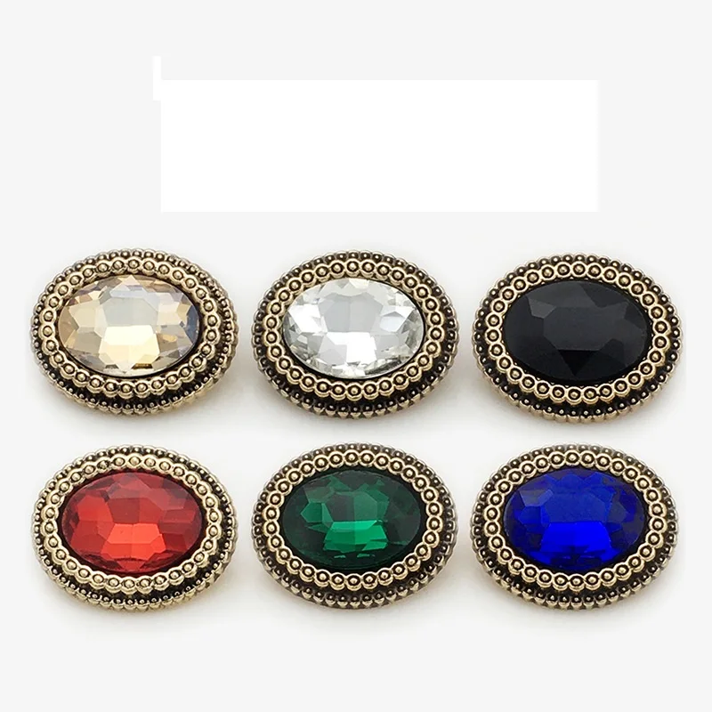 10PCS Luxury red oval crystal buttons, suitable for vintage coats, blazers, knitwear and ladies' coats as decorative fastenings.