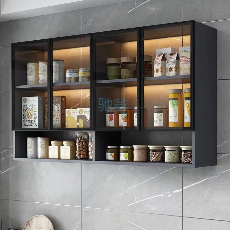 

Household wall-mounted hanging cabinet balcony living room display cabinet kitchen solid wood